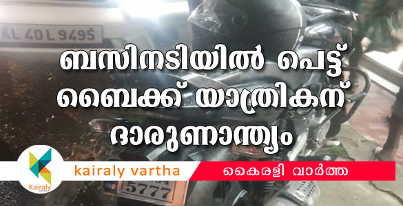 പെരുമ്പാവൂരില്‍ പിക്ക് അപ് വാനിന് പിന്നിലിടിച്ച് മറിഞ്ഞ ബൈക്ക് യാത്രികന് ബസിടിച്ച് ദാരുണാന്ത്യം