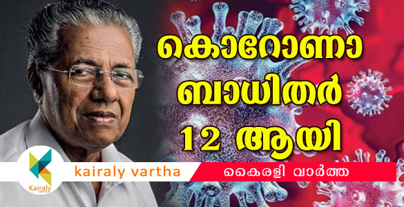 കോവിഡ് 19 ബാധിതരുടെ എണ്ണം 12 ആയി; സര്‍ക്കാര്‍ പൊതുപരിപാടികള്‍ റദ്ദാക്കി