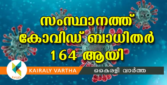 സംസ്ഥാനത്ത്39 പേര്‍ക്ക് കൂടി കോവിഡ് 19; രോഗബാധിതരുടെ എണ്ണം 164 ആയി