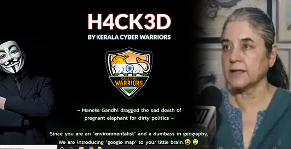 'മലപ്പുറം വിദ്വേഷ' പ്രചാരണം; മനേക ഗാന്ധിയുടെ വെബ്സൈറ്റ് ഹാക്ക് ചെയ്ത് കേരള സൈബർ വാരിയേഴ്സ്