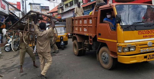 കോവിഡ് പ്രതിരോധം: കോട്ടയത്ത് അനധികൃത കച്ചവടക്കാരെ ഒഴിപ്പിച്ചു തുടങ്ങി