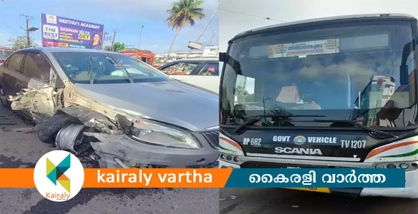 കോട്ടയം മണിപ്പുഴയിൽ വാഹനങ്ങളുടെ കൂട്ടയിടി; യുവതി അത്ഭുതകരമായി രക്ഷപെട്ടു