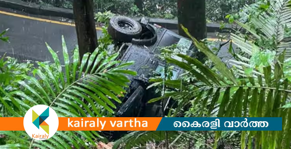 താമരശ്ശേരി ചുരം ഇറങ്ങുന്നതിനിടെ ജീപ്പ് നിയന്ത്രണം വിട്ട് കുത്തനെ മറിഞ്ഞു; ആളപായമില്ല