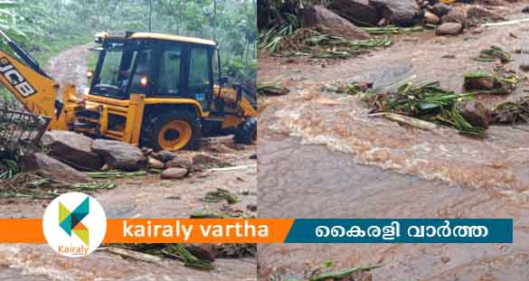 അതിതീവ്ര മഴ: ഈരാറ്റുപേട്ട- വാഗമൺ റോഡില്‍ മണ്ണിടിഞ്ഞ് ഗതാഗതം തടസ്സപ്പെട്ടു