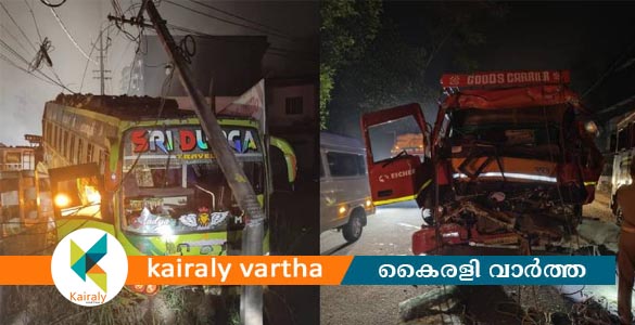 ശബരിമല തീര്‍ത്ഥാടകര്‍ സഞ്ചരിച്ച ബസും മിനി ലോറിയും കൂട്ടിയിടിച്ച് നാലുപേര്‍ക്ക് പരിക്ക്