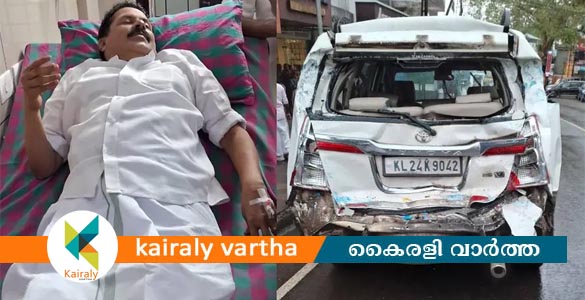 കേരള കോൺഗ്രസ് എം നേതാവ് സ്റ്റീഫൻ ജോർജ് സഞ്ചരിച്ചിരുന്ന കാറിൽ ബസിടിച്ച് അപകടം