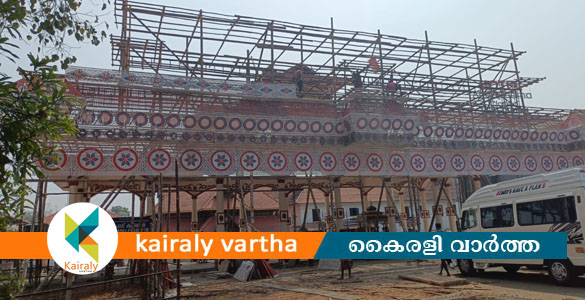 ഏറ്റുമാനൂർ ഉത്സവം നാളെ കൊടിയേറും: കാഴ്ചപന്തൽ നിർമാണം അവസാനഘട്ടത്തിൽ