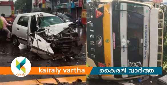 ചിങ്ങവനത്ത് കാറും ലോറിയും കൂട്ടിടിച്ച് ദമ്പതികള്&zwj;ക്ക് പരിക്ക്