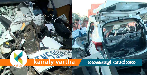 തൃശൂരില്&zwj; നിര്&zwj;ത്തിയിട്ട ലോറിയിലേക്ക് കാര്&zwj; ഇടിച്ചു കയറി അപകടം; എട്ട് പേർക്ക് ദാരുണാന്ത്യം